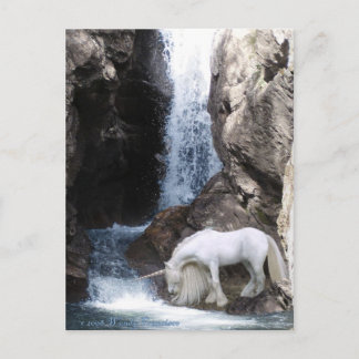 Cartão Postal Unicórnio e cachoeira