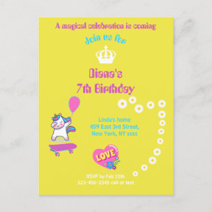 Cartão Postal Unicórnio em skate com legendas personalizadas