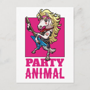 Cartão Postal Unicórnio Excêntrico Festa de Glam Metal dos Anos 