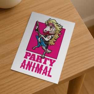 Cartão Postal Unicórnio Excêntrico Festa de Glam Metal dos Anos