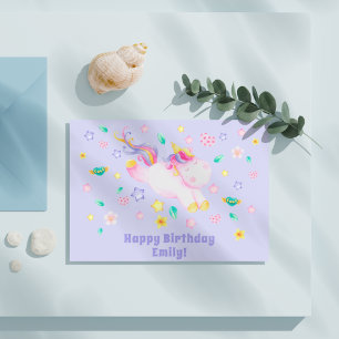 Cartão Postal Unicórnio Fofo - Aniversário Infantil Personalizad