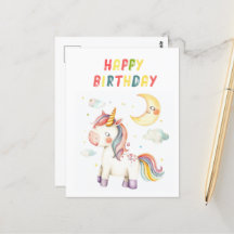 Unicórnio Fofo I Colorido Feliz Aniversário