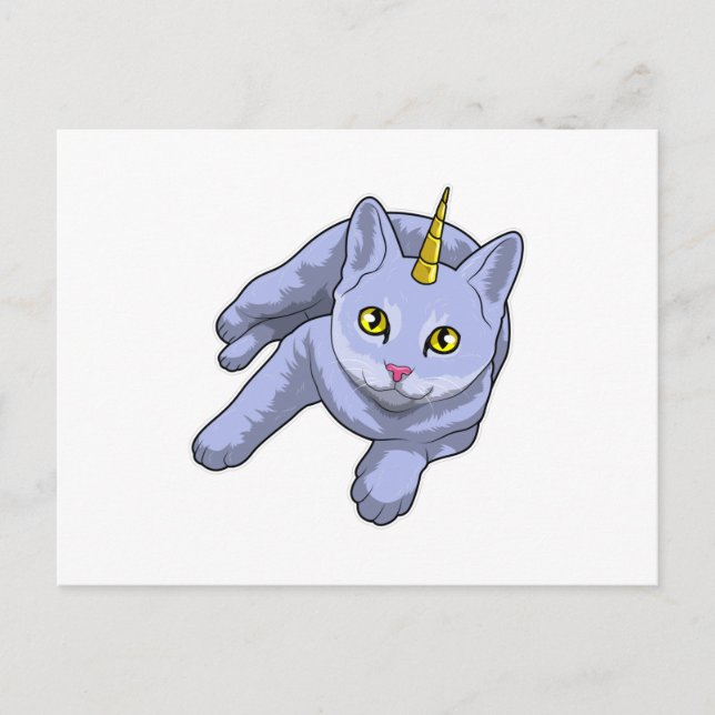 Cartão Postal Unicórnio Gato (Frente)
