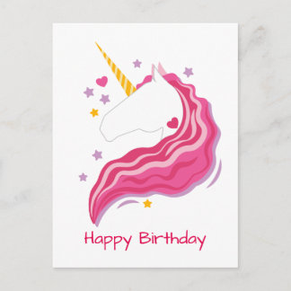 Cartão Postal Unicórnio Mágico Rosa Personalizado