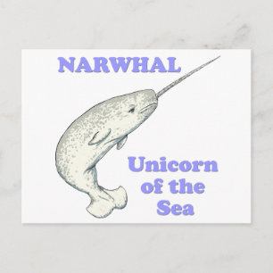 Cartão Postal unicórnio Narwhal do mar
