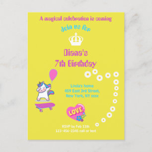 Cartão Postal Unicórnio no skate com legendas personalizadas