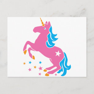 Cartão Postal unicórnio rosa