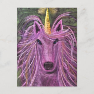 Cartão Postal unicórnio Rosa Funky