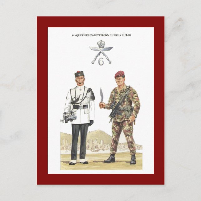 Cartão Postal Uniformes Militares Antigos, Fuzileiros Gurkha (Frente)