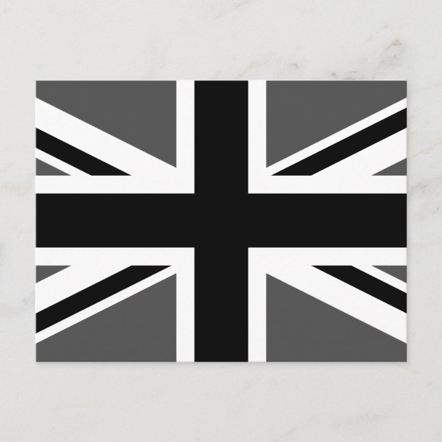 Cartão Postal Union Jack Preto e Cinza (Frente)