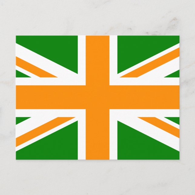 Cartão Postal Union Jack verde e laranja (Frente)
