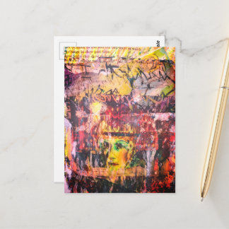 Cartão Postal Unique and colorful vintage face mixed media