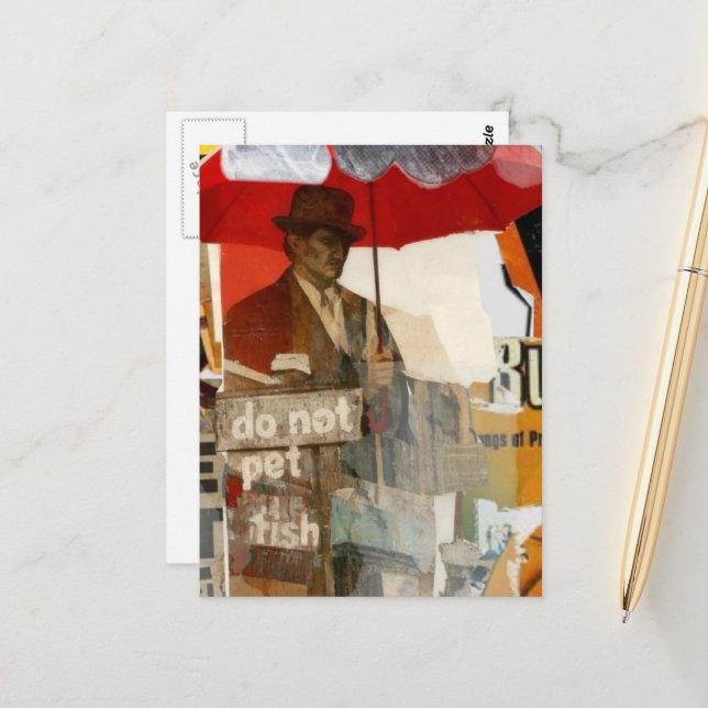Cartão Postal Unique Do Not Pet Fish Mixed Media  (Frente/Verso In Situ)