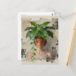 Cartão Postal Unique Surreal Flower Pot Woman