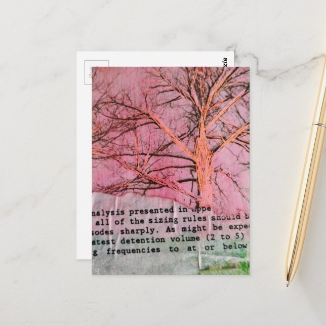 Cartão Postal Unique Winter Tree Mixed Media Collage (Frente/Verso In Situ)