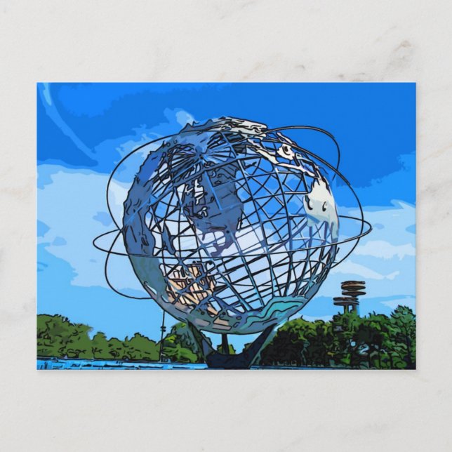Cartão Postal Unisphere de pop Art (Frente)