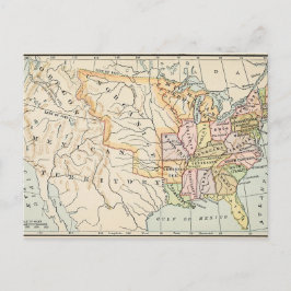 Cartão Postal United States 1830 Historical Map Illustration