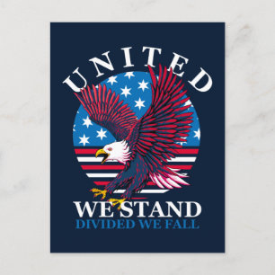 Cartão Postal United We Stand - Eagle e American Flag