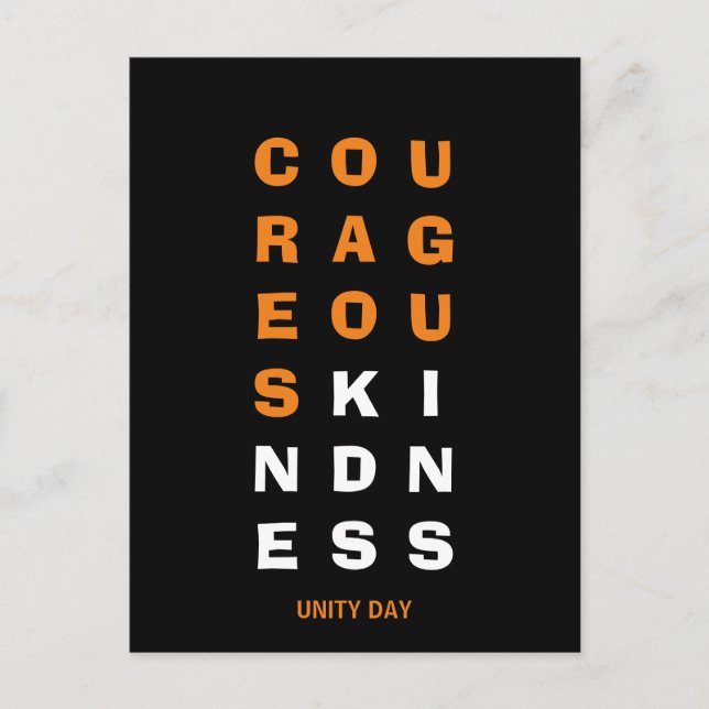 Cartão Postal UNity Day COURAGEOSO KINDNESS Anti Bullying (Frente)