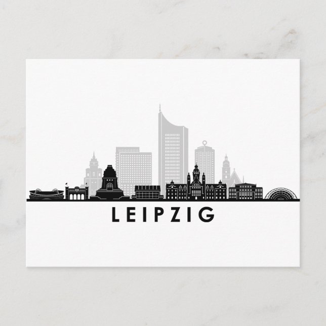 Cartão Postal Universidade de LEIPZIG Alemanha City Skyline Silh (Frente)