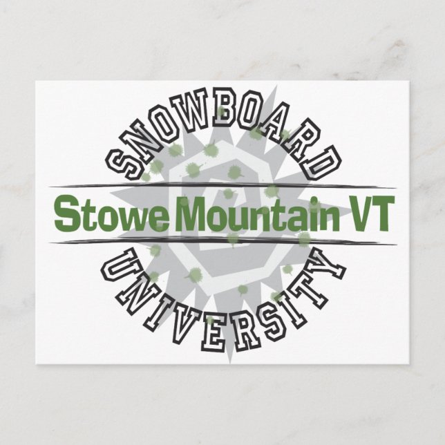 Cartão Postal Universidade de Snowboard - Stowe Mountain VT (Frente)