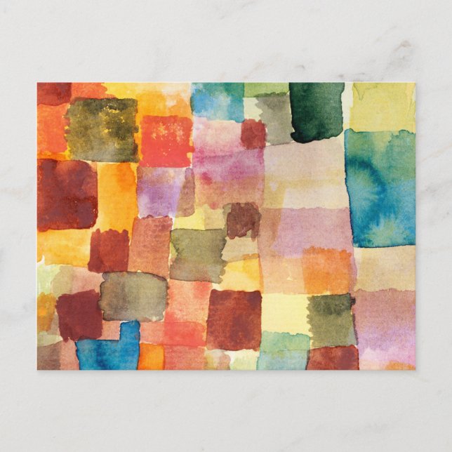 Cartão Postal Untitled abstract watercolor squares - Paul Klee (Frente)