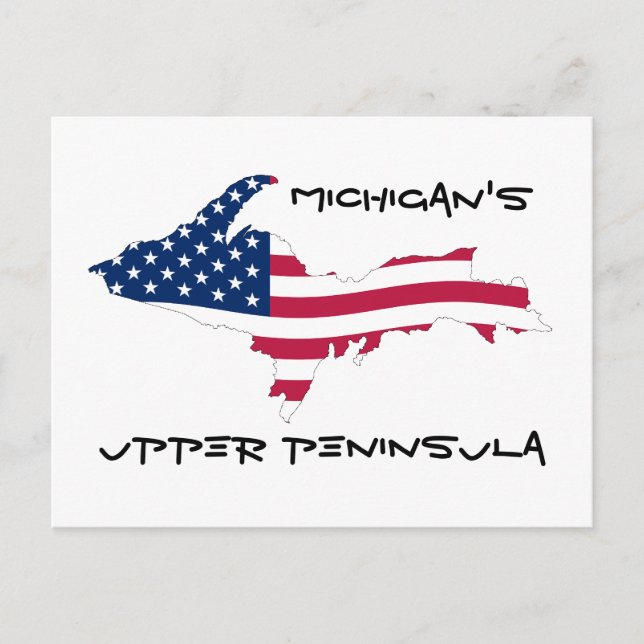 Cartão Postal UP_Flag_of_the_United_States_Wave, Michigan's, ... (Frente)