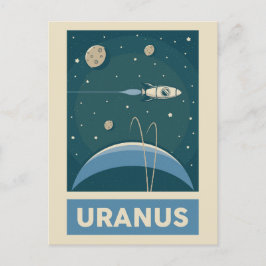 Cartão Postal Uranus Retro Galaxy Rocket