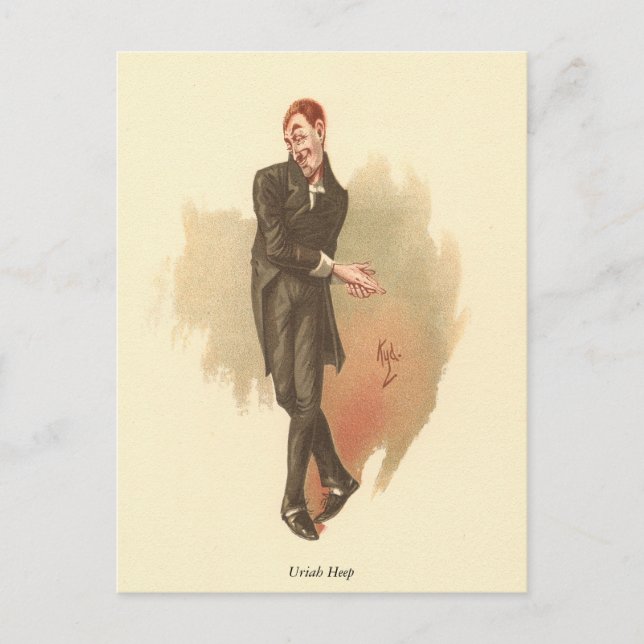 Cartão Postal Uriah Heep por Kyd do David Copperfield, de Dicken (Frente)