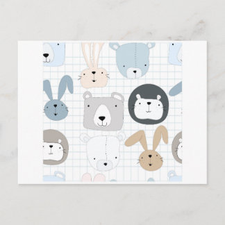 Cartão Postal Ursinho de pelúcia, leão e coelho