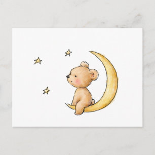 Cartão Postal ursinho peludo observando as estrelas