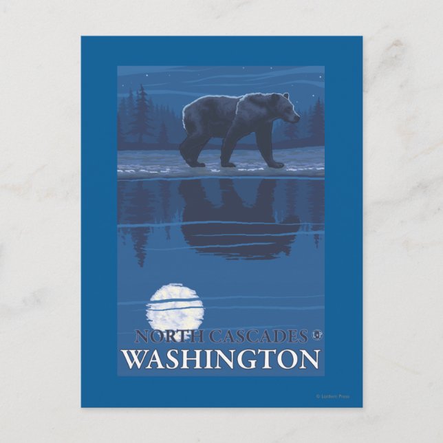 Cartão Postal Urso à Lua - Cascades do Norte, Washington (Frente)