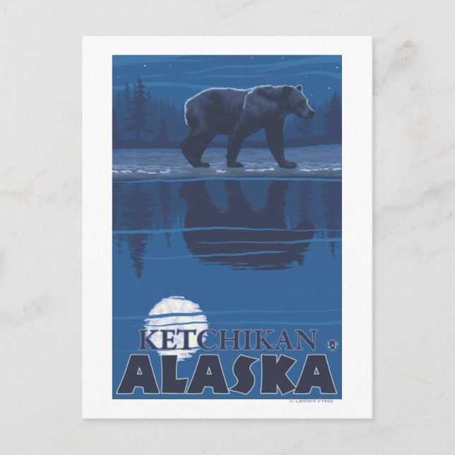 Cartão Postal Urso à Lua - Ketchikan, Alasca (Frente)