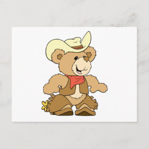 Cartão Postal Urso-Ancorador Cute Cowboy
