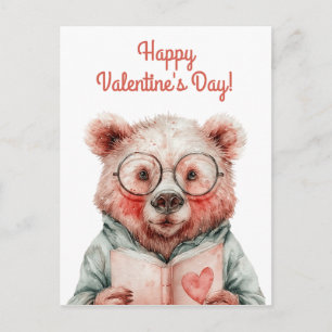 Cartão Postal Urso Bibliófilo Dia dos Namorados