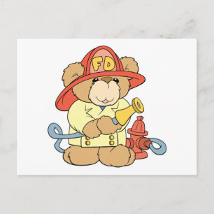 Cartão Postal Urso Bombeiro Bonito