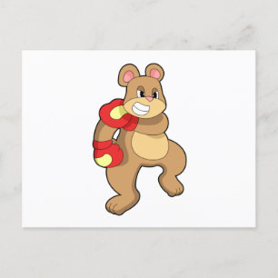 Cartão Postal Urso boxeando com luvas de boxe