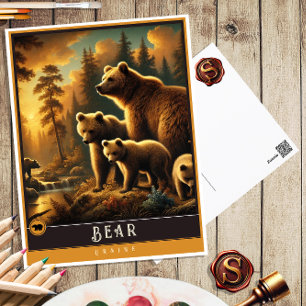 Cartão Postal Urso Cartão-postal para animais de cunhagem fami