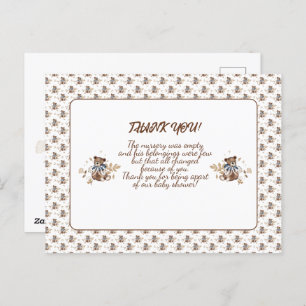 Cartão Postal Urso Castanho de Teddy É Um Menino! Obrigado Cartã