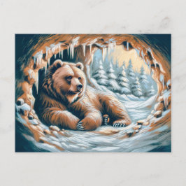 Cartão Postal Urso Castanho no Desenho de Giz de Pastel da Caver