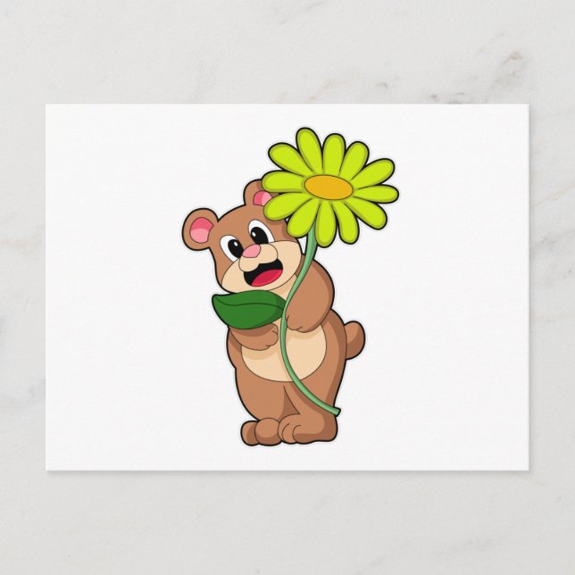 Cartão Postal Urso com flor amarela (Frente)