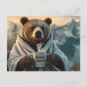 Cartão Postal Urso com túnica de café