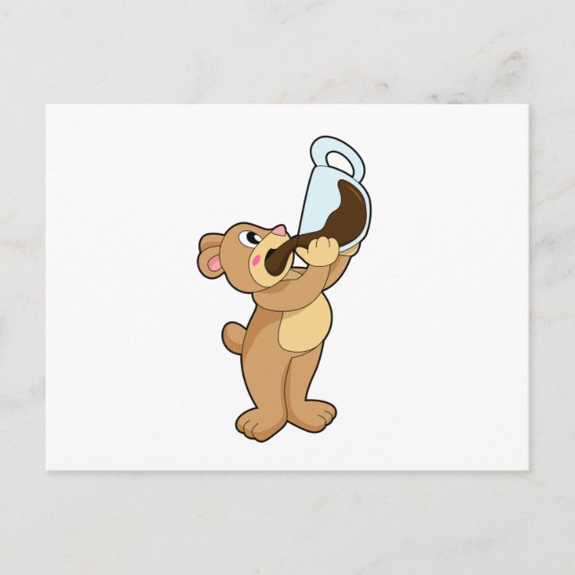 Cartão Postal Urso com xícara de café (Frente)