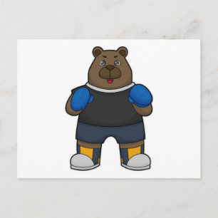 Cartão Postal Urso como boxeador com luvas de boxe