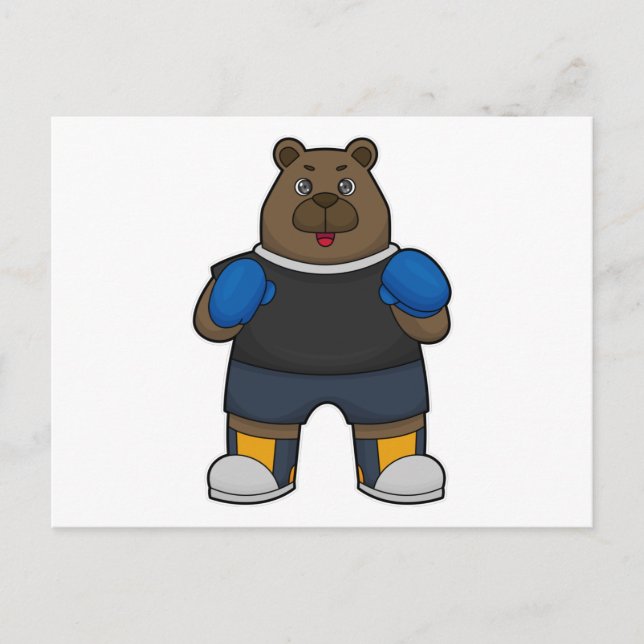 Cartão Postal Urso como boxeador com luvas de boxe (Frente)