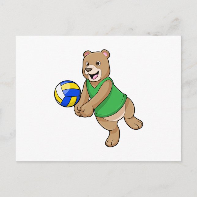 Cartão Postal Urso como jogador de voleibol (Frente)