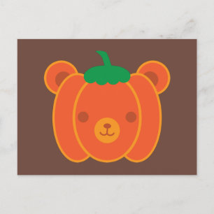 Cartão Postal Urso de Abóbora do Halloween Kawaii