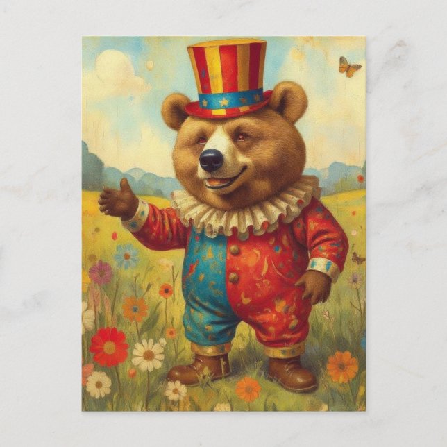 Cartão Postal Urso de Circo Adorável (Frente)
