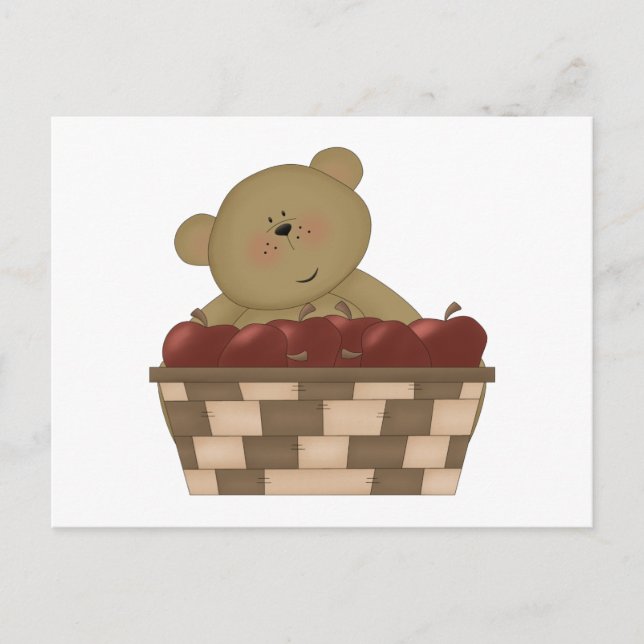 Cartão Postal urso de colheita de maçã (Frente)