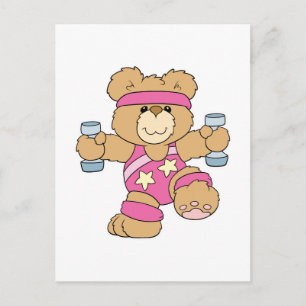 Cartão Postal Urso de exercício fitness fofo
